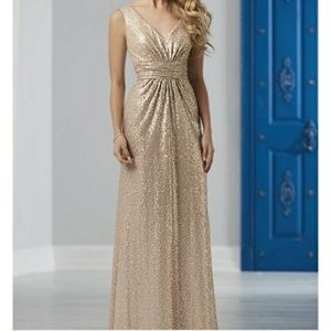 Free shipping!! New Christina Wu Gold Sequin Dress